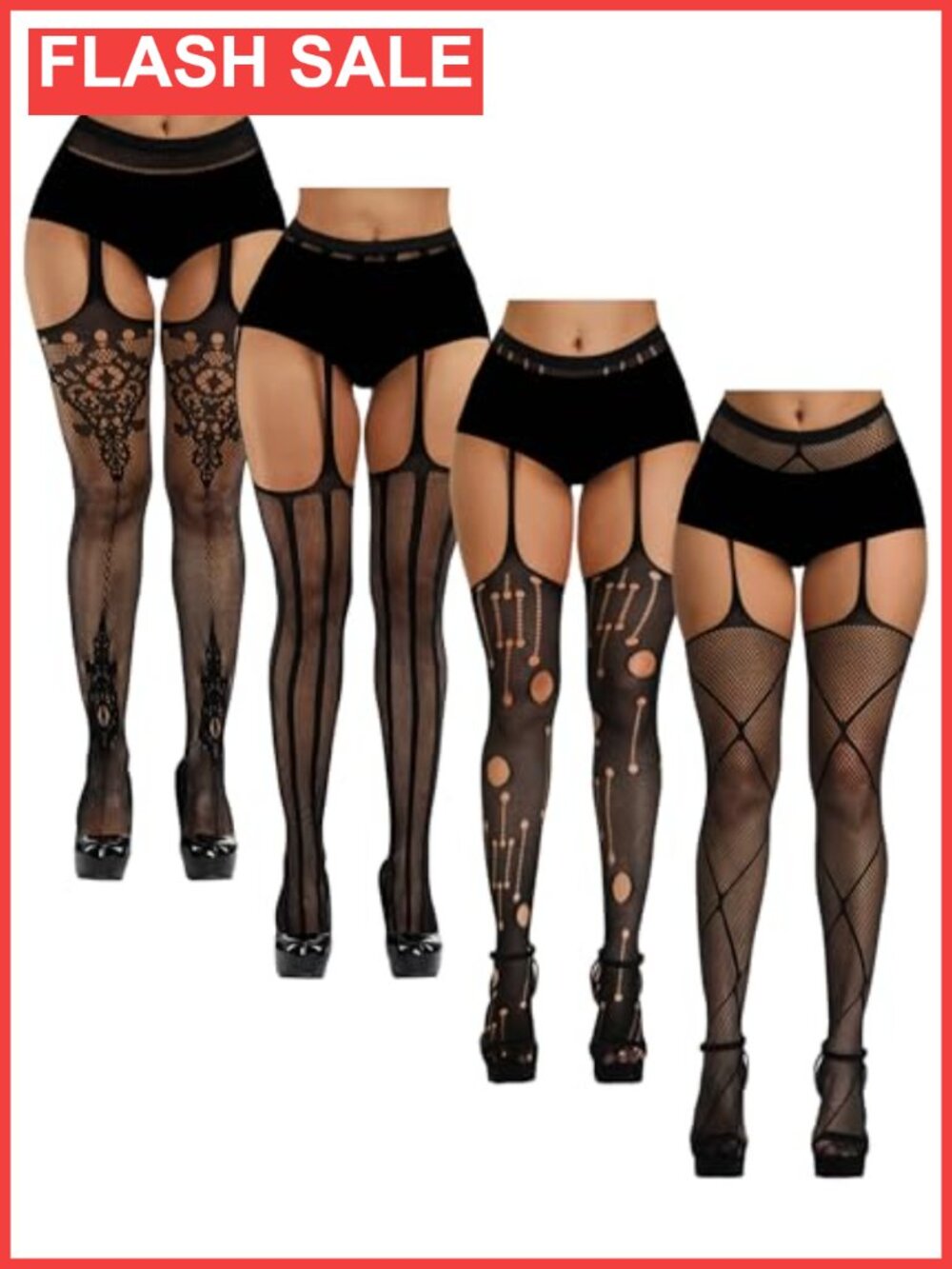 Fishnet Lace Tights Thigh High Stockings for Women, 15 Denier Nylon Elastane
